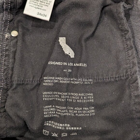 AG Tellis Modern Slim Jeans Black 34W 30L - Picture 6 of 7